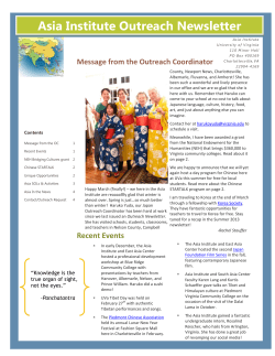 Asia Institute Outreach Newsletter