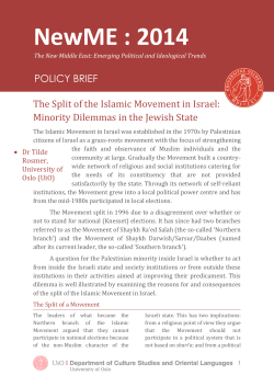 The Split of the Islamic Movement in Israel