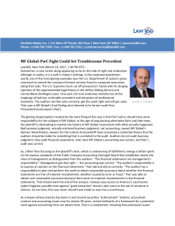 MF Global-PwC Fight Could Set Troublesome Precedent