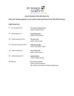 Summer Reading for 2015-2016 School Year Please note: Reading
