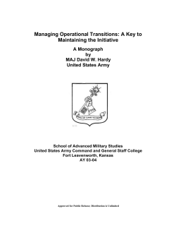 Managing Operational Transitions: A Key to