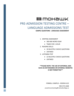 pre-admission testing centre &ndash; Language