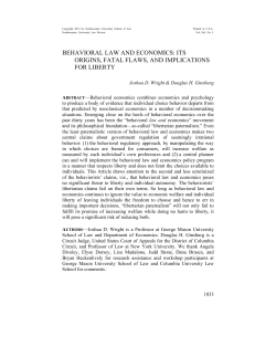 Behavioral Law and Economics - Northwestern University School of