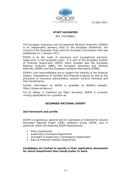 Call for Interest: Seconded National Expert (SNE) - eiopa
