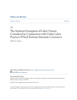 The Antitrust Exemption of Labor Unions Considered in Conjunction