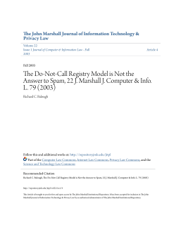 The Do-Not-Call Registry Model is Not the Answer to Spam, 22 J