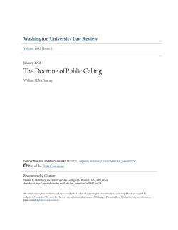 The Doctrine of Public Calling - Washington University Open