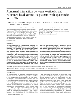 Abnormal interaction between vestibular and voluntary head control
