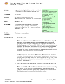 Progress Monitoring Guidelines for Tier 2 and Tier 3 Literacy