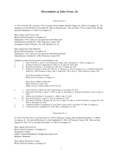 Descendants of John and Eleanor Morrow Foster