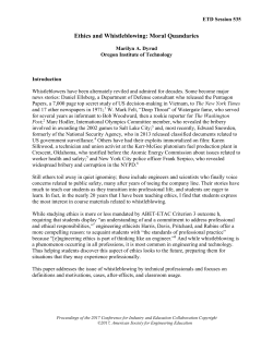 Ethics and Whistleblowing: Moral Quandaries