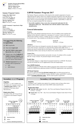 LBPSB Summer Program 2017
