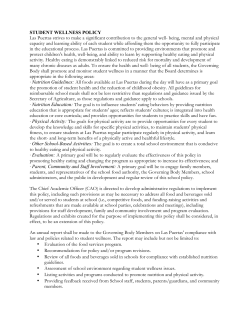 STUDENT WELLNESS POLICY Las Puertas strives to make a