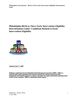 Philadelphia Birth-to-Three Early Intervention Eligibility