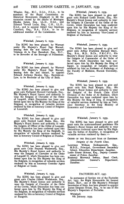 THE LONDON GAZETTE, 10 JANUARY, 1939