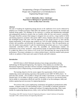 Incorporating A Design Of Experiments (Doe)