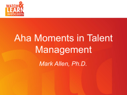 Presentation Title Aha Moments in Talent Management