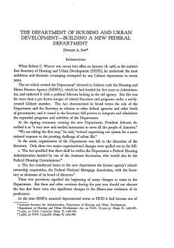 The Department of Housing and Urban Development&mdash;Building a