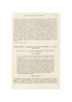 131 Feeding Behavior, Coprophagy and Passage of Foodstuffs in a