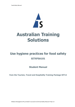 Australian Training Solutions Use hygiene practices for food safety