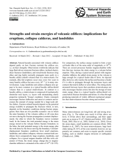 Strengths and strain energies of volcanic edifices