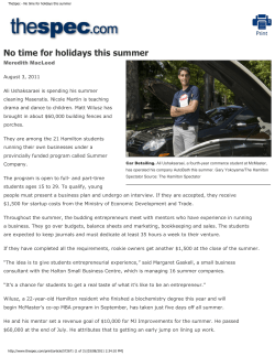 TheSpec - No time for holidays this summer