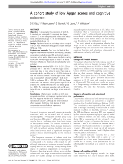 A cohort study of low Apgar scores and cognitive outcomes