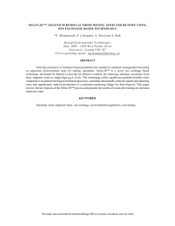 SELEN-IXTM: SELENIUM REMOVAL FROM MINING AFFECTED