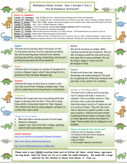 Yr1 Dinosaurs Topic Newsletter