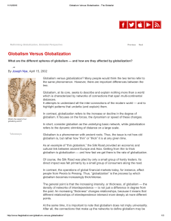 Globalism Versus Globalization