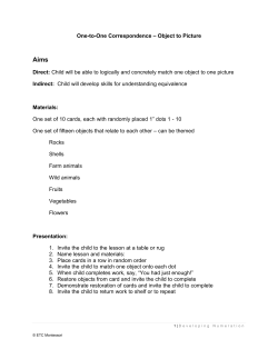 One-to-One Correspondence &ndash; Object to Picture Direct: Child will be