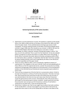 Sentencing remarks of Mr Justice Saunders: R -v