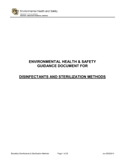 Guidance Document for Disinfectants and Sterilization Methods