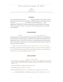 Examples of CV/Resumes - American Dental Association