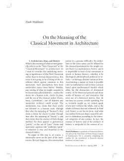 On the Meaning of the Classical Movement in Architecture