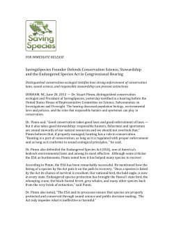 SavingsSpecies Founder Defends Conservation Science