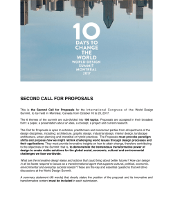 second call for proposals - World Design Summit &ndash; 10 DAYS TO