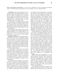 Water at the Surface of Ancient Mars