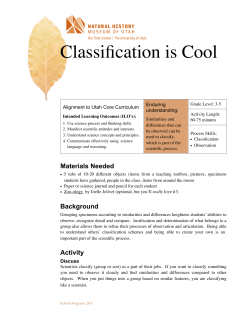 Classificaiton is Cool 3-5 - Natural History Museum of Utah