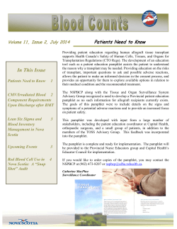 Provincial Blood Coordinating Program, Nova Scotia