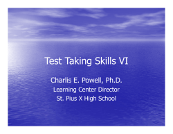 Test Taking Skills VI - st. pius x high school