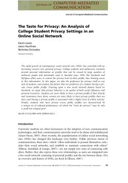 The Taste for Privacy: An Analysis of College Student Privacy