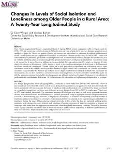 Changes in Levels of Social Isolation and Loneliness