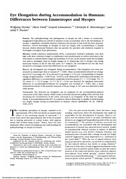 Eye elongation during accommodation in humans: differences
