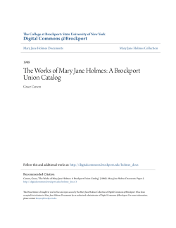 The Works of Mary Jane Holmes: A Brockport Union Catalog
