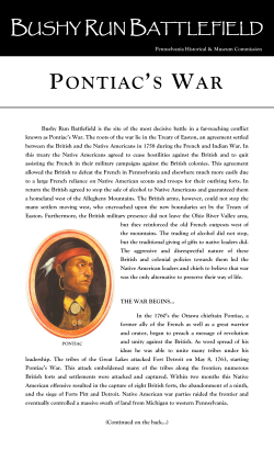 pontiac`s war - Bushy Run Battlefield