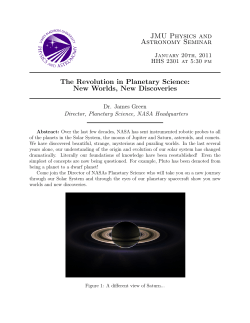 JMU Physics and Astronomy Seminar The Revolution in Planetary