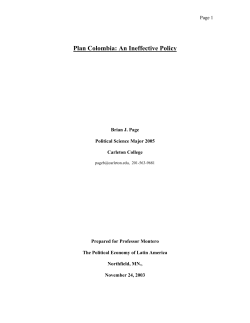 Plan Colombia: An Ineffective Policy