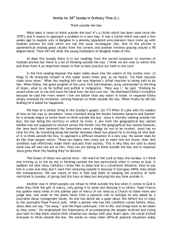 Homily for 28th Sunday in Ordinary Time (C.) Think outside the box