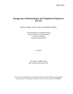 Energy Use of Set-top Boxes and Telephony Products in the U.S.
